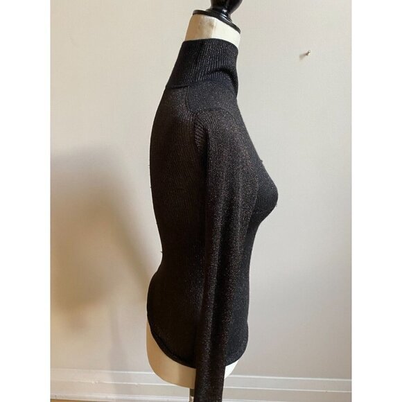 RAG & Bone "Cherie" Lurex Mock Neck Ribbed Sweater Women Sz Small Sparkle Slim - Picture 3 of 8